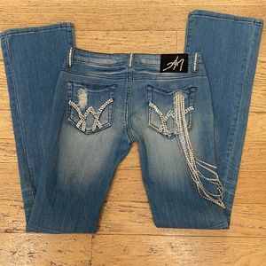 A7 Distressed Jeans with Swarovski Crystal Details